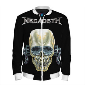 Мужской бомбер 3D с принтом Megadeth в Тюмени, 100% полиэстер | застегивается на молнию, по бокам два кармана без застежек, по низу бомбера и на воротнике - эластичная резинка | dave | megadeth | metal | mustaine | rattlehead | rock | thrash | vic | дейв | мастейн | мегадет | метал | рок | треш
