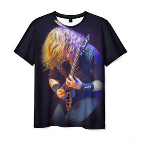 Мужская футболка 3D с принтом Dave Mustaine в Тюмени, 100% полиэфир | прямой крой, круглый вырез горловины, длина до линии бедер | dave | megadeth | metal | mustaine | rattlehead | rock | thrash | vic | дейв | мастейн | мегадет | метал | рок | треш