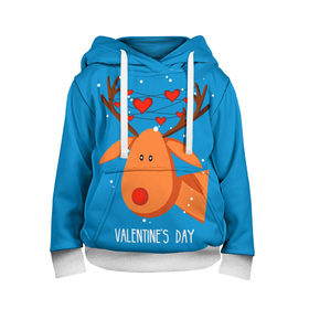 Детская толстовка 3D с принтом Влюбленный олень в Тюмени, 100% полиэстер | двухслойный капюшон со шнурком для регулировки, мягкие манжеты на рукавах и по низу толстовки, спереди карман-кенгуру с мягким внутренним слоем | Тематика изображения на принте: 14 | 14 february | animal | garland | hart | head | heart | holiday | horns | love | snow | valentines day | winter | влюбленный | гирлянда | голова | день святого валентина | животное | зима | любовь | олень | праздник | рога | сердца | снег | февраль