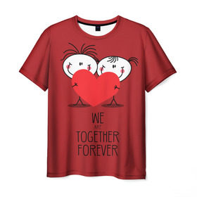 Мужская футболка 3D с принтом Мы вместе навсегда в Тюмени, 100% полиэфир | прямой крой, круглый вырез горловины, длина до линии бедер | 14 | boy | celebration | february | girl | heart | love | valentines day | we are together forever | девочка | день святого валентина | любовь | мальчик | мы вместе навсегда | праздник | сердце | февраль