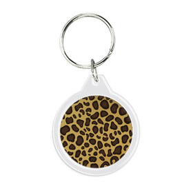 Брелок круглый с принтом Пантера в Тюмени, пластик и полированная сталь | круглая форма, металлическое крепление в виде кольца | леопард | пятна | текстура