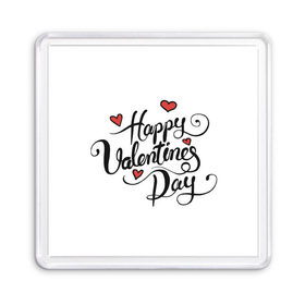 Магнит 55*55 с принтом Happy Valentine`s Day в Тюмени, Пластик | Размер: 65*65 мм; Размер печати: 55*55 мм | 