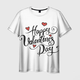 Мужская футболка 3D с принтом Happy Valentine`s Day в Тюмени, 100% полиэфир | прямой крой, круглый вырез горловины, длина до линии бедер | Тематика изображения на принте: 