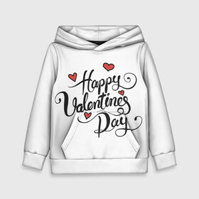 Детская толстовка 3D с принтом Happy Valentine`s Day в Тюмени, 100% полиэстер | двухслойный капюшон со шнурком для регулировки, мягкие манжеты на рукавах и по низу толстовки, спереди карман-кенгуру с мягким внутренним слоем | 