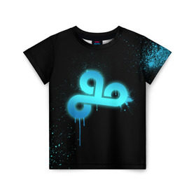 Детская футболка 3D с принтом cs:go - Cloud 9 (Black collection) в Тюмени, 100% гипоаллергенный полиэфир | прямой крой, круглый вырез горловины, длина до линии бедер, чуть спущенное плечо, ткань немного тянется | Тематика изображения на принте: cloud9 | cs | csgo | го | кс