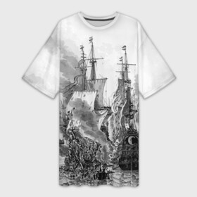 Платье-футболка 3D с принтом Морской бой в Тюмени,  |  | ancient | battle | ocean | sailing | sea | ships | smoke | torn sails | water | баталия | бой | вода | древние | дым | корабли | морской | океан | паруса | парусники | рваные