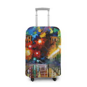 Чехол для чемодана 3D с принтом Осень в Тюмени, 86% полиэфир, 14% спандекс | двустороннее нанесение принта, прорези для ручек и колес | пейзаж | разноцветный | яркий
