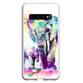 Чехол для Samsung Galaxy S10 с принтом Слоны в Тюмени, Силикон | Область печати: задняя сторона чехла, без боковых панелей | animal | art | bright | child | color | elephants | family | mother | rainbow | spectrum | животные | искусство | мама | радуга | ребенок | семья | слоны | спектр | цвета | яркие