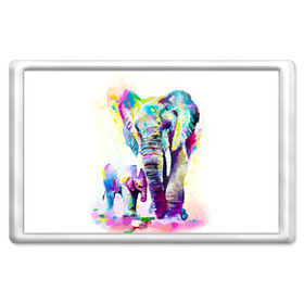 Магнит 45*70 с принтом Слоны в Тюмени, Пластик | Размер: 78*52 мм; Размер печати: 70*45 | animal | art | bright | child | color | elephants | family | mother | rainbow | spectrum | животные | искусство | мама | радуга | ребенок | семья | слоны | спектр | цвета | яркие