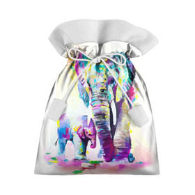Подарочный 3D мешок с принтом Слоны в Тюмени, 100% полиэстер | Размер: 29*39 см | animal | art | bright | child | color | elephants | family | mother | rainbow | spectrum | животные | искусство | мама | радуга | ребенок | семья | слоны | спектр | цвета | яркие