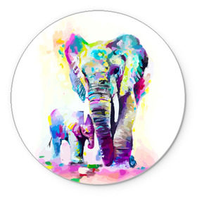 Коврик круглый с принтом Слоны в Тюмени, резина и полиэстер | круглая форма, изображение наносится на всю лицевую часть | animal | art | bright | child | color | elephants | family | mother | rainbow | spectrum | животные | искусство | мама | радуга | ребенок | семья | слоны | спектр | цвета | яркие