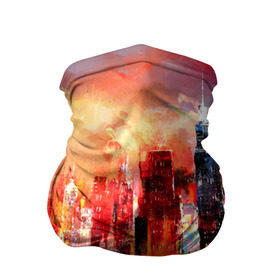 Бандана-труба 3D с принтом Ночной город в Тюмени, 100% полиэстер, ткань с особыми свойствами — Activecool | плотность 150‒180 г/м2; хорошо тянется, но сохраняет форму | art | bright | buildings | city | color | night | painting | red | reflection | river | sunset | water | вода | город | закат | здания | искусство | картина | красный | ночь | отражение | река | цвета | яркие