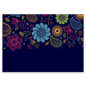 Поздравительная открытка с принтом Яркие чувства в Тюмени, 100% бумага | плотность бумаги 280 г/м2, матовая, на обратной стороне линовка и место для марки
 | нежный | орнамент | узор | цветочный