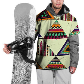 Накидка на куртку 3D с принтом Индейские мотивы в Тюмени, 100% полиэстер |  | геометрия | орнамент | треугольники
