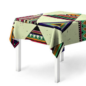 Скатерть 3D с принтом Индейские мотивы в Тюмени, 100% полиэстер (ткань не мнется и не растягивается) | Размер: 150*150 см | геометрия | орнамент | треугольники