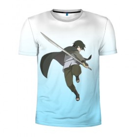 Мужская футболка 3D спортивная с принтом Sasuke Uchiha в Тюмени, 100% полиэстер с улучшенными характеристиками | приталенный силуэт, круглая горловина, широкие плечи, сужается к линии бедра | Тематика изображения на принте: 