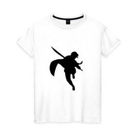 Женская футболка хлопок с принтом Саске Учиха в Тюмени, 100% хлопок | прямой крой, круглый вырез горловины, длина до линии бедер, слегка спущенное плечо | Тематика изображения на принте: 