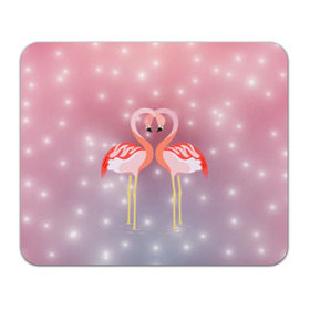Коврик прямоугольный с принтом Влюбленные фламинго в Тюмени, натуральный каучук | размер 230 х 185 мм; запечатка лицевой стороны | 14 февраля | день всех влюбленных | любовь | птицы | фламинго