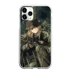 Чехол для iPhone 11 Pro Max матовый с принтом Девушка с оружием в Тюмени, Силикон |  | anime | eyes | forest camouflage | girl | green | guns | japanese | rifle | sniper | аниме | винтовка | глаза | девушка | зеленые | камуфляж | лес | оружие | снайпер | японская