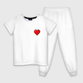 Детская пижама хлопок с принтом Пиксельное сердце в Тюмени, 100% хлопок |  брюки и футболка прямого кроя, без карманов, на брюках мягкая резинка на поясе и по низу штанин
 | 