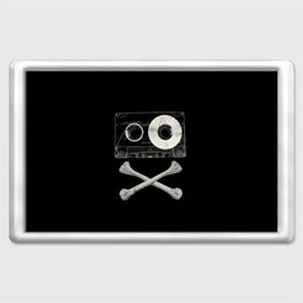 Магнит 45*70 с принтом Pirate Music в Тюмени, Пластик | Размер: 78*52 мм; Размер печати: 70*45 | Тематика изображения на принте: 80s | 90s | bone | dance | disco | music | pirate | retro | skelet | skull | tape | диско | кассета | кости | музыка | пират | ретро | скелет | череп