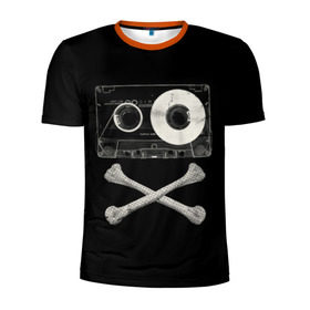 Мужская футболка 3D спортивная с принтом Pirate Music в Тюмени, 100% полиэстер с улучшенными характеристиками | приталенный силуэт, круглая горловина, широкие плечи, сужается к линии бедра | 80s | 90s | bone | dance | disco | music | pirate | retro | skelet | skull | tape | диско | кассета | кости | музыка | пират | ретро | скелет | череп