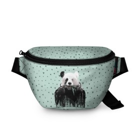 Поясная сумка 3D с принтом Панда-художник в Тюмени, 100% полиэстер | плотная ткань, ремень с регулируемой длиной, внутри несколько карманов для мелочей, основное отделение и карман с обратной стороны сумки застегиваются на молнию | animal | art | artist | bear | beast | design | panda | style | арт | дизайн | животное | зверь | кисть | краски | медведь | панда | стиль | художник