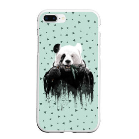 Чехол для iPhone 7Plus/8 Plus матовый с принтом Панда-художник в Тюмени, Силикон | Область печати: задняя сторона чехла, без боковых панелей | Тематика изображения на принте: animal | art | artist | bear | beast | design | panda | style | арт | дизайн | животное | зверь | кисть | краски | медведь | панда | стиль | художник
