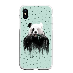 Чехол для iPhone XS Max матовый с принтом Панда-художник в Тюмени, Силикон | Область печати: задняя сторона чехла, без боковых панелей | Тематика изображения на принте: animal | art | artist | bear | beast | design | panda | style | арт | дизайн | животное | зверь | кисть | краски | медведь | панда | стиль | художник