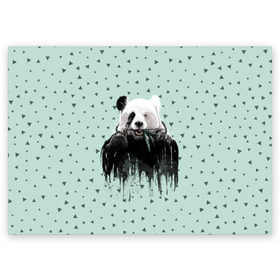 Поздравительная открытка с принтом Панда-художник в Тюмени, 100% бумага | плотность бумаги 280 г/м2, матовая, на обратной стороне линовка и место для марки
 | Тематика изображения на принте: animal | art | artist | bear | beast | design | panda | style | арт | дизайн | животное | зверь | кисть | краски | медведь | панда | стиль | художник