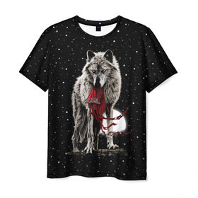 Мужская футболка 3D с принтом Серый волк в Тюмени, 100% полиэфир | прямой крой, круглый вырез горловины, длина до линии бедер | angry | animal | beast | heaven | moon | night | rage | sky | star | wild | wolf | волк | дикий | животное | звезды | зверь | злость | красная шапочка | луна | небеса | небо | ночь | сказка | ярость