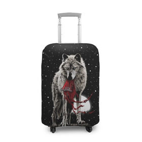 Чехол для чемодана 3D с принтом Серый волк в Тюмени, 86% полиэфир, 14% спандекс | двустороннее нанесение принта, прорези для ручек и колес | angry | animal | beast | heaven | moon | night | rage | sky | star | wild | wolf | волк | дикий | животное | звезды | зверь | злость | красная шапочка | луна | небеса | небо | ночь | сказка | ярость