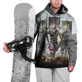 Накидка на куртку 3D с принтом For Honor в Тюмени, 100% полиэстер |  | for honor | боевые топоры | воители | доспехи | мечи | трое 3 | шлем
