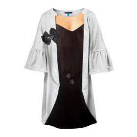 Детское платье 3D с принтом Пиджак в Тюмени, 100% полиэстер | прямой силуэт, чуть расширенный к низу. Круглая горловина, на рукавах — воланы | Тематика изображения на принте: бабочка | жакет | женский | одежда | пиджак