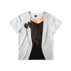 Детская футболка 3D с принтом Пиджак в Тюмени, 100% гипоаллергенный полиэфир | прямой крой, круглый вырез горловины, длина до линии бедер, чуть спущенное плечо, ткань немного тянется | бабочка | жакет | женский | одежда | пиджак