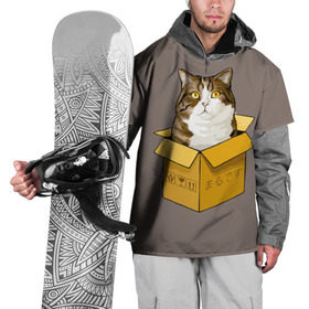 Накидка на куртку 3D с принтом Maru в Тюмени, 100% полиэстер |  | cat | maru | коробка | кот в коробке | кот мару | котейка | кошка | мару | прикол