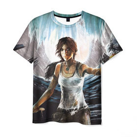 Мужская футболка 3D с принтом Tomb Raider в Тюмени, 100% полиэфир | прямой крой, круглый вырез горловины, длина до линии бедер | 