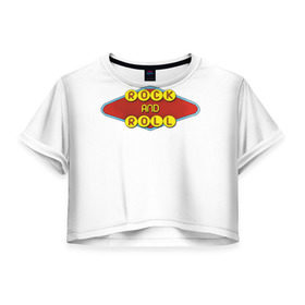 Женская футболка 3D укороченная с принтом Rock and Roll в Тюмени, 100% полиэстер | круглая горловина, длина футболки до линии талии, рукава с отворотами | rock | гитара | музыка | рок