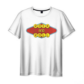 Мужская футболка 3D с принтом Rock and Roll в Тюмени, 100% полиэфир | прямой крой, круглый вырез горловины, длина до линии бедер | Тематика изображения на принте: rock | гитара | музыка | рок