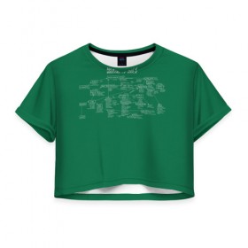 Женская футболка 3D укороченная с принтом History of Rock в Тюмени, 100% полиэстер | круглая горловина, длина футболки до линии талии, рукава с отворотами | Тематика изображения на принте: 