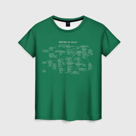 Женская футболка 3D с принтом History of Rock в Тюмени, 100% полиэфир ( синтетическое хлопкоподобное полотно) | прямой крой, круглый вырез горловины, длина до линии бедер | 