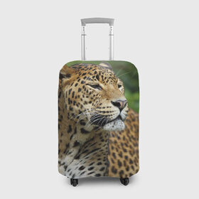 Чехол для чемодана 3D с принтом Леопард в Тюмени, 86% полиэфир, 14% спандекс | двустороннее нанесение принта, прорези для ручек и колес | 