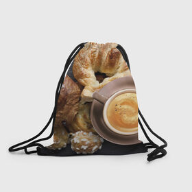 Рюкзак-мешок 3D с принтом Приятный завтрак в Тюмени, 100% полиэстер | плотность ткани — 200 г/м2, размер — 35 х 45 см; лямки — толстые шнурки, застежка на шнуровке, без карманов и подкладки | Тематика изображения на принте: 