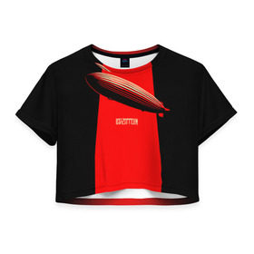 Женская футболка 3D укороченная с принтом Led Zeppelin в Тюмени, 100% полиэстер | круглая горловина, длина футболки до линии талии, рукава с отворотами | led zeppelin
