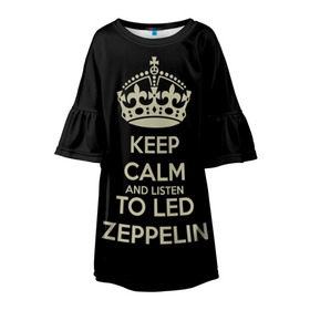 Детское платье 3D с принтом Led Zeppelin в Тюмени, 100% полиэстер | прямой силуэт, чуть расширенный к низу. Круглая горловина, на рукавах — воланы | led zeppelin