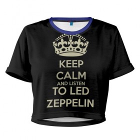 Женская футболка 3D укороченная с принтом Led Zeppelin в Тюмени, 100% полиэстер | круглая горловина, длина футболки до линии талии, рукава с отворотами | led zeppelin