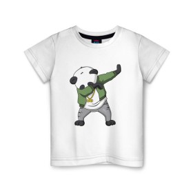 Детская футболка хлопок с принтом Panda dab в Тюмени, 100% хлопок | круглый вырез горловины, полуприлегающий силуэт, длина до линии бедер | dab | dab n dance | panda dab | панда