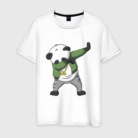 Мужская футболка хлопок с принтом Panda dab в Тюмени, 100% хлопок | прямой крой, круглый вырез горловины, длина до линии бедер, слегка спущенное плечо. | dab | dab n dance | panda dab | панда