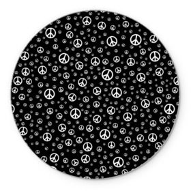 Коврик круглый с принтом Peace Symbol в Тюмени, резина и полиэстер | круглая форма, изображение наносится на всю лицевую часть | love | peace | symbol | знак | любовь | мир | пацифик | пацифика | сигнал | символ | хиппи