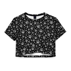 Женская футболка 3D укороченная с принтом Peace Symbol в Тюмени, 100% полиэстер | круглая горловина, длина футболки до линии талии, рукава с отворотами | love | peace | symbol | знак | любовь | мир | пацифик | пацифика | сигнал | символ | хиппи